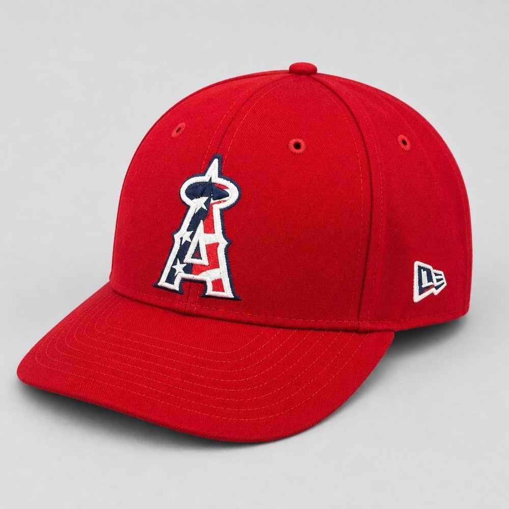 New Era 59FIFTY Los Angeles Angels Stars Stripes Flag Fitted Hat Red Size 7 MLB‎